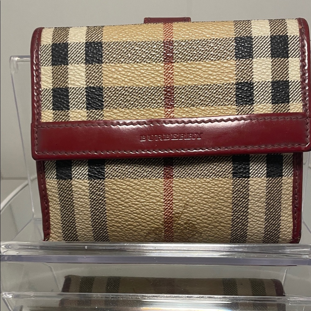 Burberry Red and Tan Checkered wallet